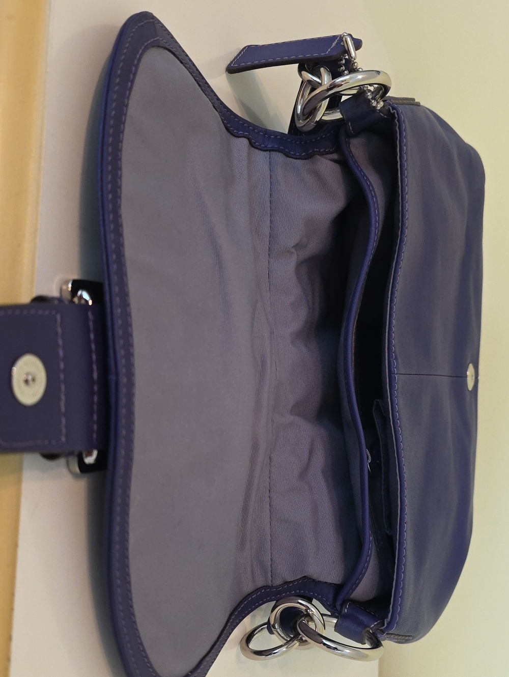 Coach Purple Soho Pleated Flap / Hampton-style Shoulder Bag F17217 - Picture 8 of 8